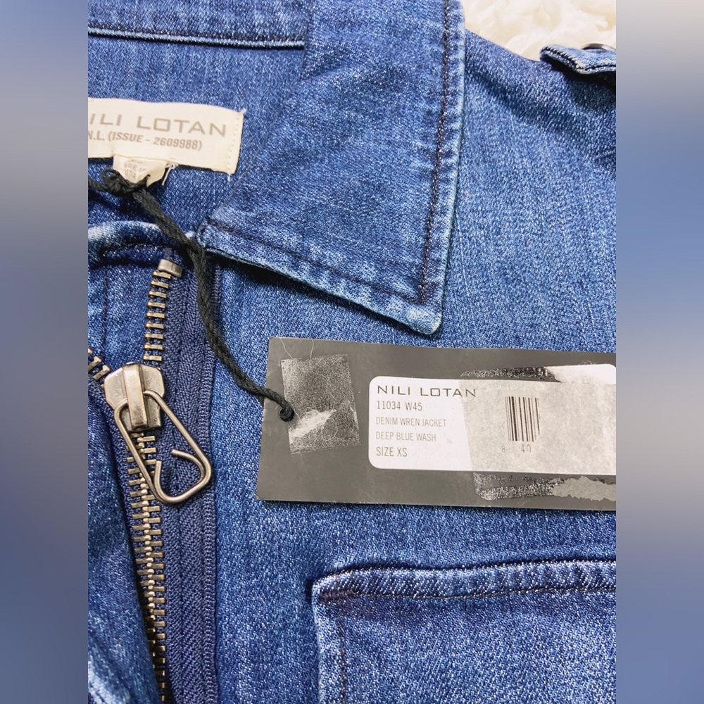 NWT $795 Nili Lotan Denim Wren Jacket - Deep Blue Wash - Picture 9 of 10